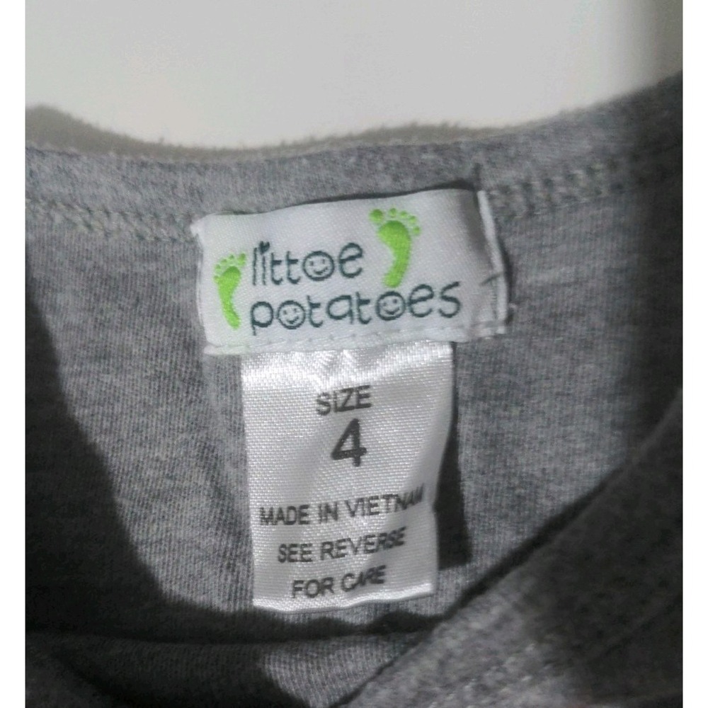 Littoe Potatoes Toddler Girl Gray Long Sleeve Top With Hearts Tulle Hem. Size 4 - Picture 4 of 6